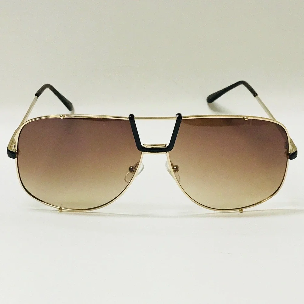 Sunglasses‎ Gold Frame Brown Lens Fashion Pilot Sun Glasses Men UV400 Protection